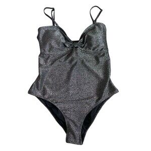 Betsey Johnson Swimsuit Women's Size M One Piece Black Metallic NWT